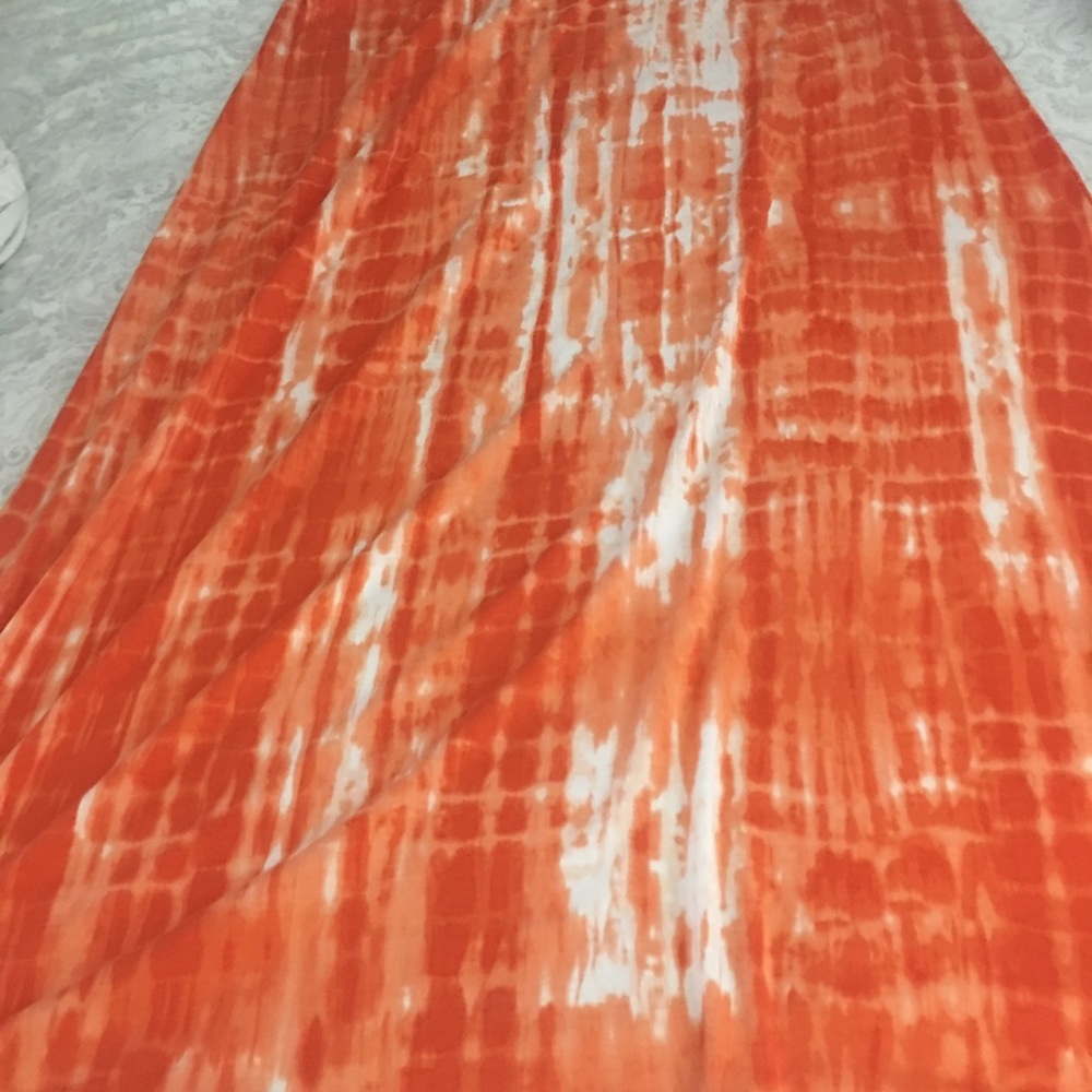 Faded Glory Long Orange & White Skirt Size Large